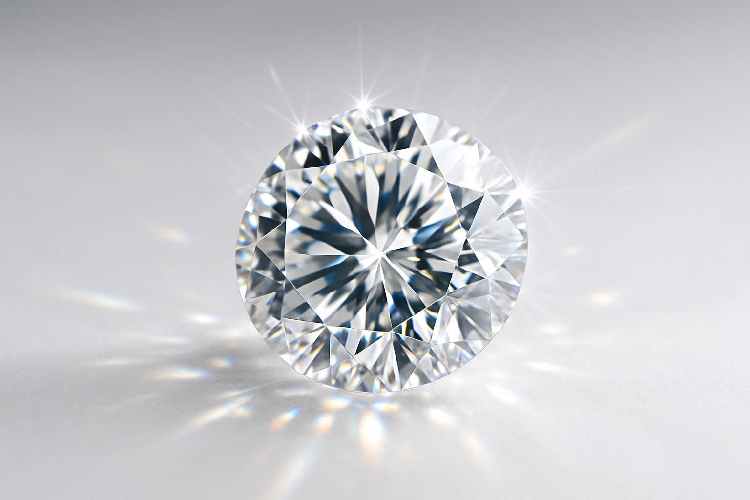 Round Cut sparkling Diamond on a light background